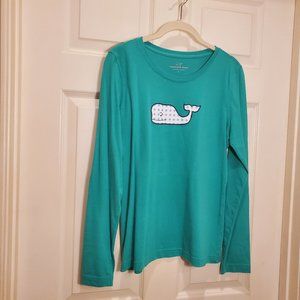 Vineyard Vines Long Sleeve Blue and White Polka Dot Whale Size Small